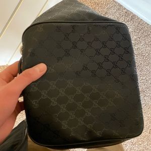 Gucci Imprime monogram carry on duffle bag. Black